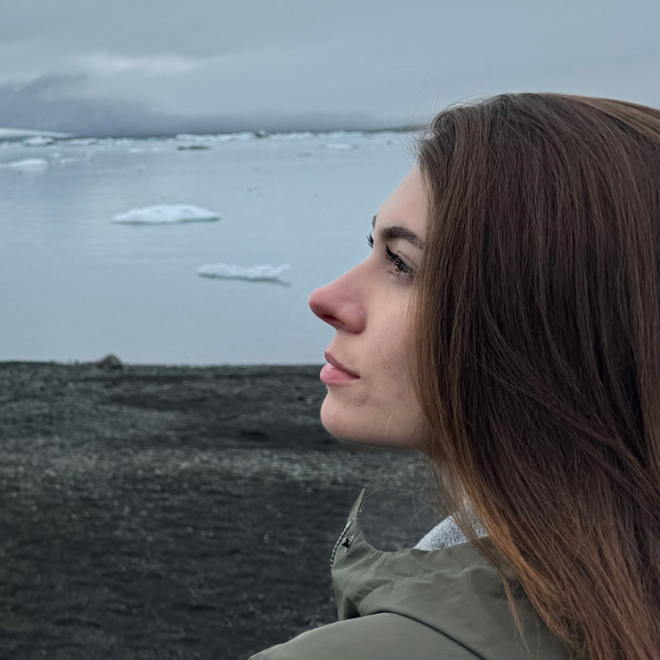 image of me overlooking frozen lake in Iceland